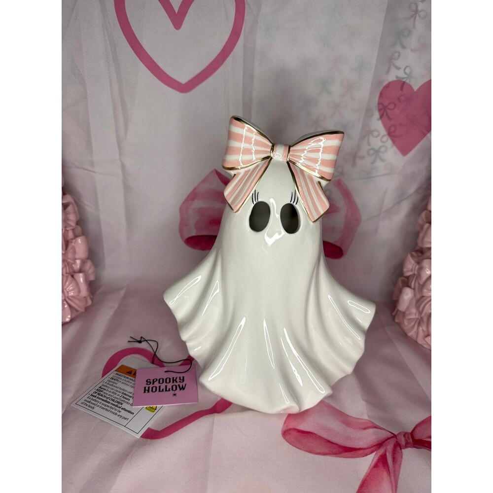 Halloween LED Coquette Pink Bow Ghost